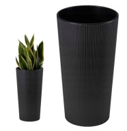 WYSOKA DONICA + WKŁAD do domu Ogrodu CZARNA SLIM Osłonka 46cm PALMÓWKA Loft