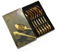 PIĘKNE STARE ZŁOCONE ŁYŻECZKI DO HERBATY KOMPLET 6 szt. ODZYSK