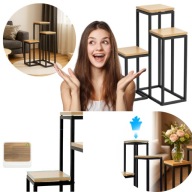 KWIETNIK STOJĄCY METALOWY DREWNIANY WYSKOI STOJAK NA KWIATY ROŚLINY 3 PÓŁKI