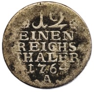 Fryderyk II Wielki, 1/12 talara 1764 A Berlin–Prusy Czytelny Rewers, Srebro