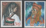 Norwegia 1989 Znaczki 1017-8 ** Skandynawia folklor stroje ludowe