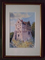 Stara warownia - piękna, ręcznie malowana akwarela