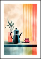 A2 KOLOROWY PLAKAT OBRAZ DO KUCHNI JADALNI KAWIARNI KAWA KAWIARKA IMBRYK