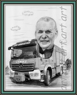 Karykatura na prezent ze zdjęcia dla strażaka PROMOCJA