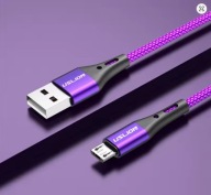Kabel USB - microUSB 3 m fioletowy