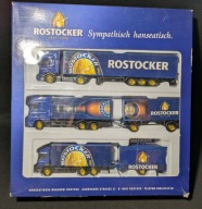 ZESTAW 3 CIĘŻARÓWEK REKLAMOWYCH ROSTOCKER - 1:87 SCANIA, DAF, MERCEDES