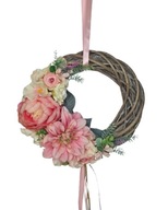 Wianek wiklinowy na drzwi okno kominek Dekoracja Wiosenna na wiosnę