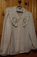 Kremowa bluzka koszula ma 60 lat, przywieziona z Korei, haft nowa L XL