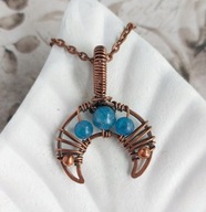 Zawieszka księżyc z niebieskim kamieniem, apatytem, prezent pod choinkę