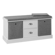 SZAFKA KOMODA NA BUTY BIAŁA Z SIEDZISKIEM 2 KOSZE 2 SZUFLADY