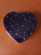 Metalowe pudełko granatowo-złote w kształt serca konstelacje Walentynki