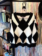 Ann Christine sweter kratka romby białe czarne L