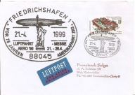 TARGI LOTNICZE WE FRIEDRICHSHAFEN -koperta stemple -1999 rok obieg