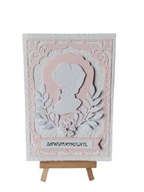 ZAWIADOMIENIA KOMUNIA DZIEWCZYNKA KLĘCZĄCA W KORONCE B6 RÓŻ - BIEL