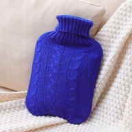 Termofor Duży XXL 2L w Sweterku – Niebieski| Miękki Pokrowiec | Na Ból