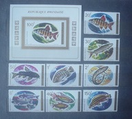 seria Mi 577 – 584 i BLOK 33 ** RWANDA RYBY