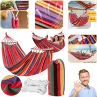 DUŻY HAMAK OGRODOWY 2 OSOBOWY HUŚTAWKA MOCNY WZMOCNIONY PAŁĄK DUŻY + TORBA