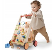 Pchacz drewniany dla dziecka 2w1 chodzik interaktywny XXL, Tablica Sorter