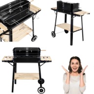 GRILL WĘGLOWY OGRODOWY DUŻY ROŻEN PÓŁKI KÓŁKA PRZENOŚNY MOBILNY STALOWY