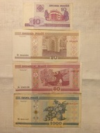 Banknoty Europy - Białoruś - 10, 20, 50 i 1000 rubli 2000 r