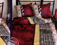 pościel z satyny 160x200 + 2x70x80 zamek S 17965-2 pasy bordo A-pol