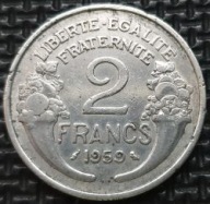 *FRANCJA [0256] *2 Franki 1959 Morlon 2 Francs Aluminium