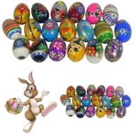 PISANKI DREWNIANE RĘCZNIE MALOWANE WIELKANOCNE 10 SZTUK OZDOBNE