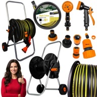 WĄŻ OGRODOWY 1/2 NA BĘBNIE Z WÓZKIEM ZE ZWIJACZEM ZWIJANY 50M BRADAS