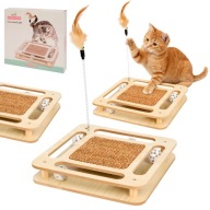 DRAPAK DLA KOTA MAŁY DREWNIANY POZIOMY Z ZABAWKĄ PIŁKAMI MATA DO DRAPANIA