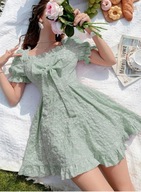 SUKIENKA DZIEWCZĘCA W STYLU ANIME KWIATY KWIATOWA KOKARDKA KORONKOWA HAFT