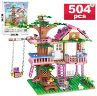 Klocki Plastikowe Konstrukcyjne Domek Na Drzewie Dla Dziewczynek Różowy HIT