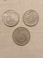 Stare monety 2, 3 i 5 koron - Czechosłowacja