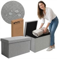 PUFA MATERIAŁOWA ZE SCHOWKIEM SIEDZISKO SKRZYNIA SZARA RUHHY 60X30X30CM XL