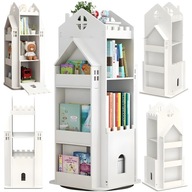 Obrotowy regał na książki i zabawki 360°| Drewniany 10 półek dla dzieci