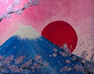 Japońska Góra Fuji – ręcznie malowany obraz akrylowy 40x50 | Unikat | Nowy