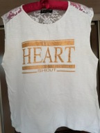 BLUZKA BIAŁA Z KORONKĄ I ZŁOTYM NADRUKIEM R.L/XL