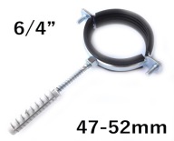 OBEJMA z gumą do RUR śruba i kołek SREBRNA 6/4" 47 - 52mm