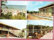 Pocztówka Łeba 1973,ośrod. CHEMAR Kielce, port rybacki, ośr.P.I.San Bielsko