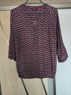 BLUZKA LUŹNA PRZEWIEWNA CZARNA W BORDOWO BIAŁE WZORKI Z RĘKAWEM 3/4 R.42