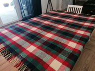 WEŁNIANY CIEPŁY CIEŃSZY KOC PLED KAPA NARZUTA KRATA FRĘDZLE 150 x 200