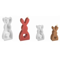 Silikonowa Forma Do Odlewania Świec Wosku Gipsu Kształt Królika 2 Sztuki