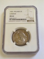2 ZŁ 1925r. "Żniwiarka" Londyn NGC MS62