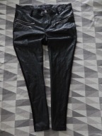 46 janina spodnie materiałowe przód ekoskóra rurki strecz