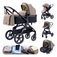 WÓZEK DZIECIĘCY YAZOCO 3W1 KOLOR HX1 KHAKI + AKCESORIA + FOTELIK DO AUTA