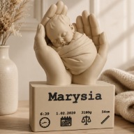 Personalizowana metryczka 3D narodziny dziecka prezent dla rodziców