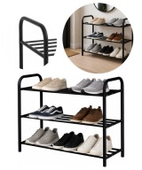 MOCNY STYLOWY REGAŁ CZARNY PÓŁKA NA BUTY 3 POZIOMOWA METALOWY 63x28x60 cm