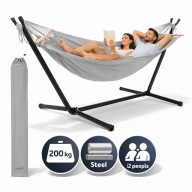 HAMAK OGRODOWY ZE STELAŻEM 2 OSOBOWY MOCNY STELAŻ 250 KG 200 X 150 CM