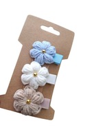 Mini spinki do włosów szydełkowe kwiatki handmade 3 szt.