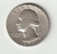 USA 25 centow 1951 srebro 0.900 ladny stan