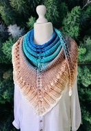 PRZEPIĘKNA DUŻA CAŁOROCZNA CHUSTA OMBRE ROBIONA NA DRUTACH SZAL, NA PREZENT